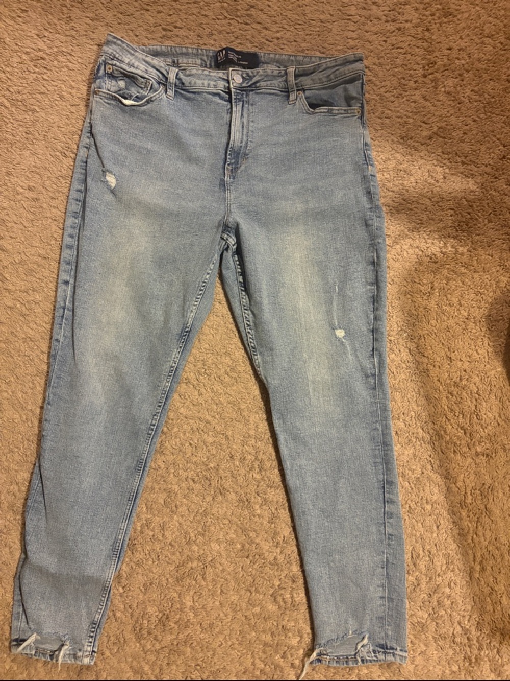 GAP Light Wash Skinny Jeans with Distressed Hem